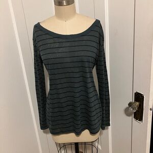 Free People We The Free Soft Goth Grunge Striped Long Sleeve Top S Made USA